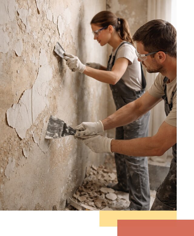 Снятие старой шпаклевки и подготовка поверхностей в Мончегорске