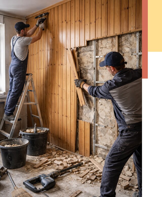 Демонтаж вагонки со стен в Мончегорске от 1465 руб. — снятие, удаление, срочно | ОТДЕЛОЧНИК-Мнч