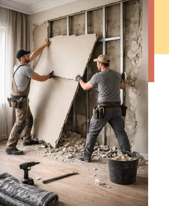 Демонтаж гипсокартона со стен в Мончегорске от 354 руб. — услуги демонтажа | ОТДЕЛОЧНИК-Мнч