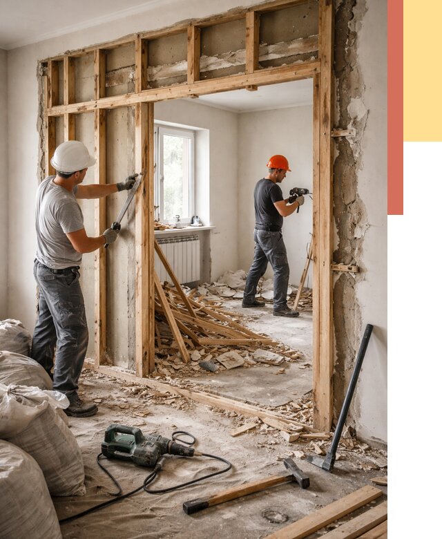 Демонтаж деревянных перегородок в Мончегорске от 3232 руб. — быстро и недорого | ОТДЕЛОЧНИК-Мнч