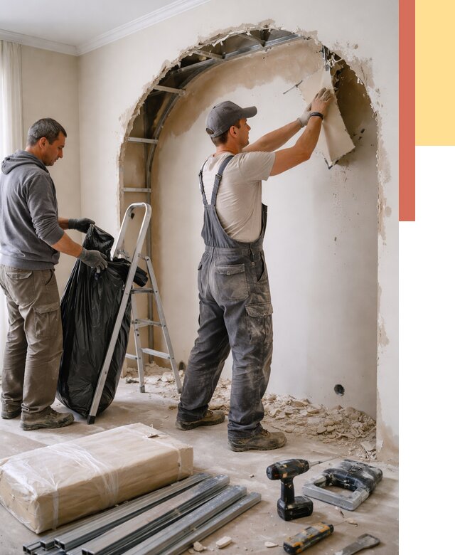 Демонтаж арки из гипсокартона в Мончегорске от 3535 руб. — услуги под ключ | ОТДЕЛОЧНИК-Мнч