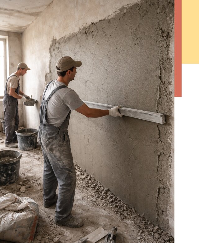 Цементная штукатурка стен в Мончегорске от 4545 руб/м2 — быстро и недорого | ОТДЕЛОЧНИК-Мнч