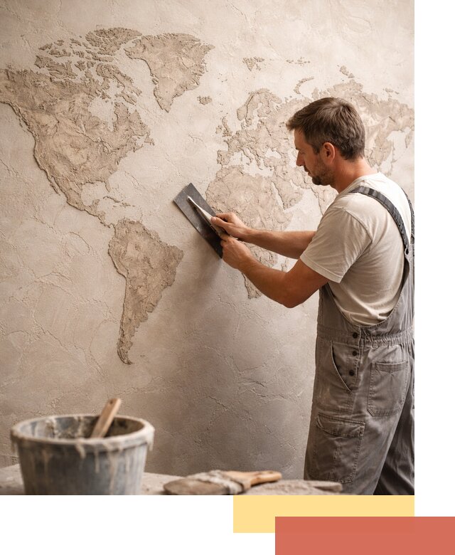 Декоративная штукатурка «Карта мира» под ключ в Мончегорске