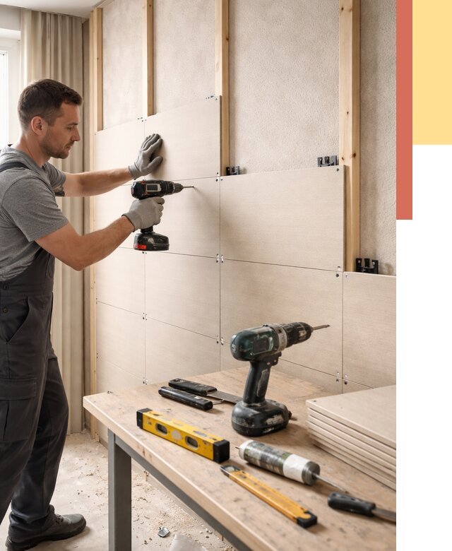 Монтаж МДФ панелей на стены в Мончегорске от 1263 руб. под ключ | ОТДЕЛОЧНИК-Мнч