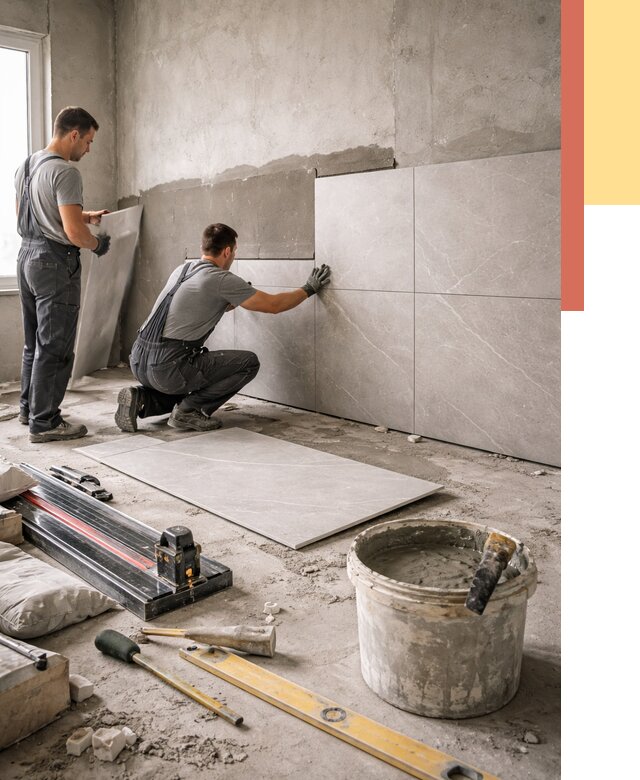 Облицовка стен керамогранитом в Мончегорске от 4242 руб./м² — услуги под ключ | ОТДЕЛОЧНИК-Мнч