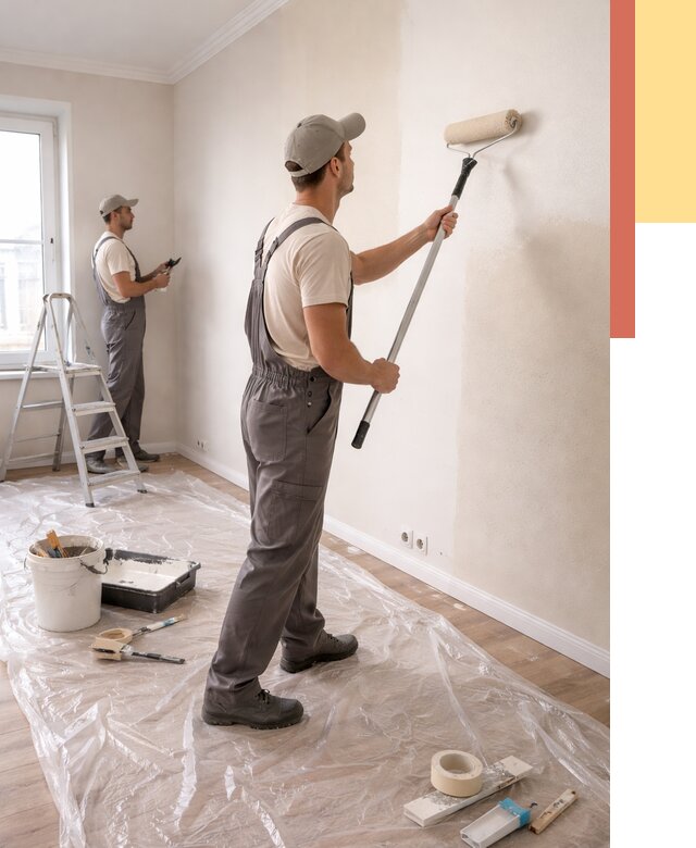 Покраска стен акриловой краской в Мончегорске от 3535 руб./м² — быстро и недорого | ОТДЕЛОЧНИК-Мнч