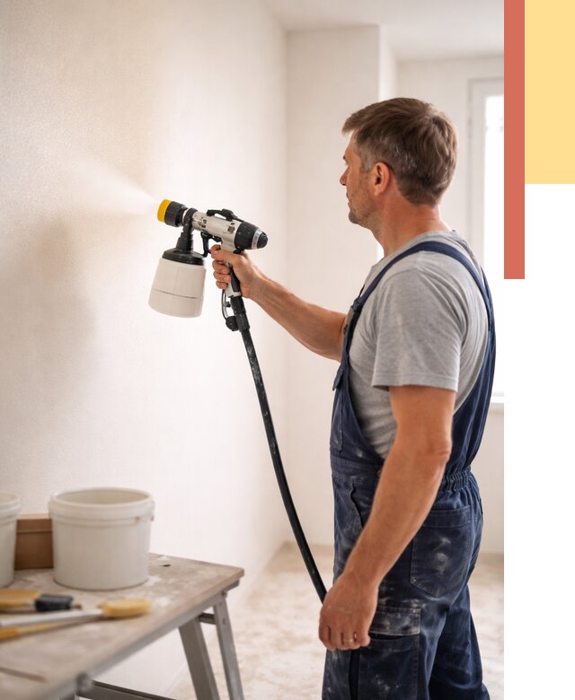 Покраска стен краскопультом в Мончегорске от 7575 руб. — механизированная покраска | ОТДЕЛОЧНИК-Мнч