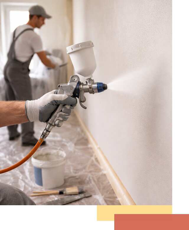 Покраска стен краскопультом в Мончегорске быстро и качественно