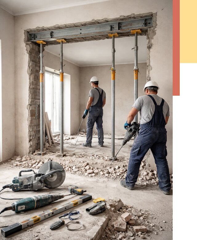 Прорезка проема в стене в Мончегорске от 4545 руб. — быстро и недорого | ОТДЕЛОЧНИК-Мнч