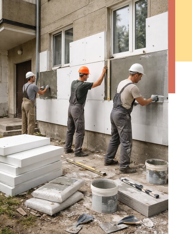 Утепление стен пенопластом в Мончегорске от 1768 руб. — недорого и под ключ | ОТДЕЛОЧНИК-Мнч