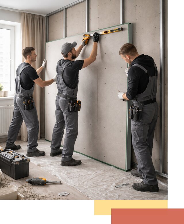 Шумоизоляция стен панелями ЗИПС в Мончегорске для жилых и коммерческих помещений