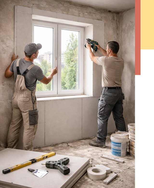 Монтаж откосов из гипсокартона в Мончегорске от 4545 руб. под ключ | ОТДЕЛОЧНИК-Мнч