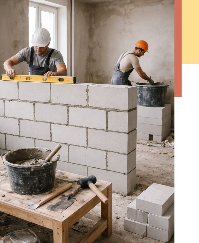 Кладка перегородок из газобетона в Мончегорске от 3232 руб. под ключ | ОТДЕЛОЧНИК-Мнч