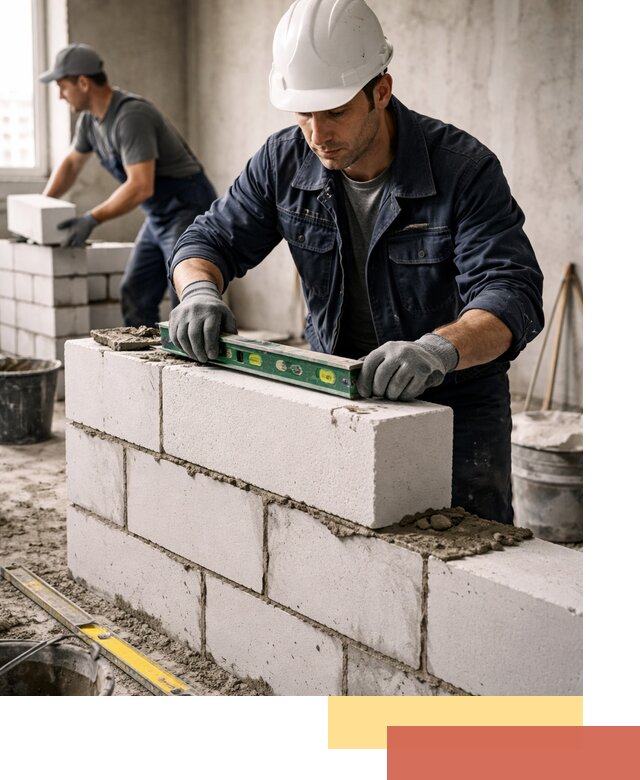 Кладка перегородок из пеноблока под ключ в Мончегорске