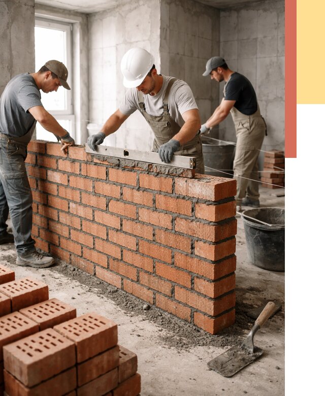 Кладка перегородок из кирпича в Мончегорске от 3535 руб. за м² | ОТДЕЛОЧНИК-Мнч