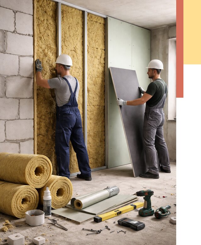 Шумоизоляция перегородок из блоков в Мончегорске от 1869 руб./м² — быстро и недорого | ОТДЕЛОЧНИК-Мнч