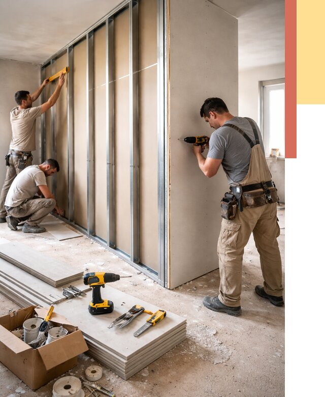 Монтаж однослойной перегородки из гипсокартона в Мончегорске от 657 руб. | ОТДЕЛОЧНИК-Мнч