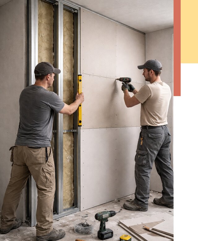 Монтаж двухслойной перегородки из гипсокартона в Мончегорске от 1465 руб. | ОТДЕЛОЧНИК-Мнч