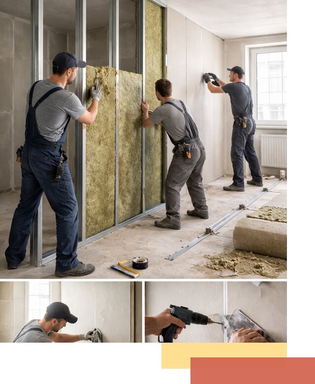 Перегородка из гипсокартона с шумоизоляцией в Мончегорске — монтаж под ключ