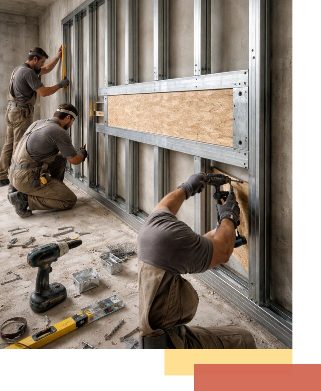 Усиленная перегородка для крепления тяжёлых конструкций в Мончегорске