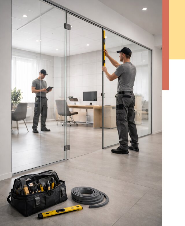 Цельностеклянные перегородки под ключ в Мончегорске от 9595 руб. — монтаж и цены | ОТДЕЛОЧНИК-Мнч