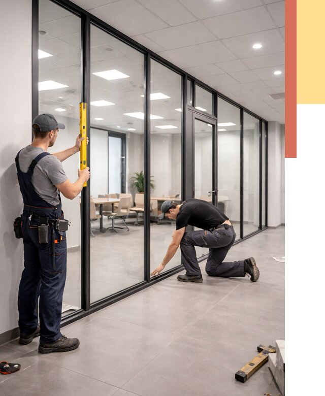 Каркасные стеклянные перегородки в Мончегорске под ключ от 9292 руб. | ОТДЕЛОЧНИК-Мнч