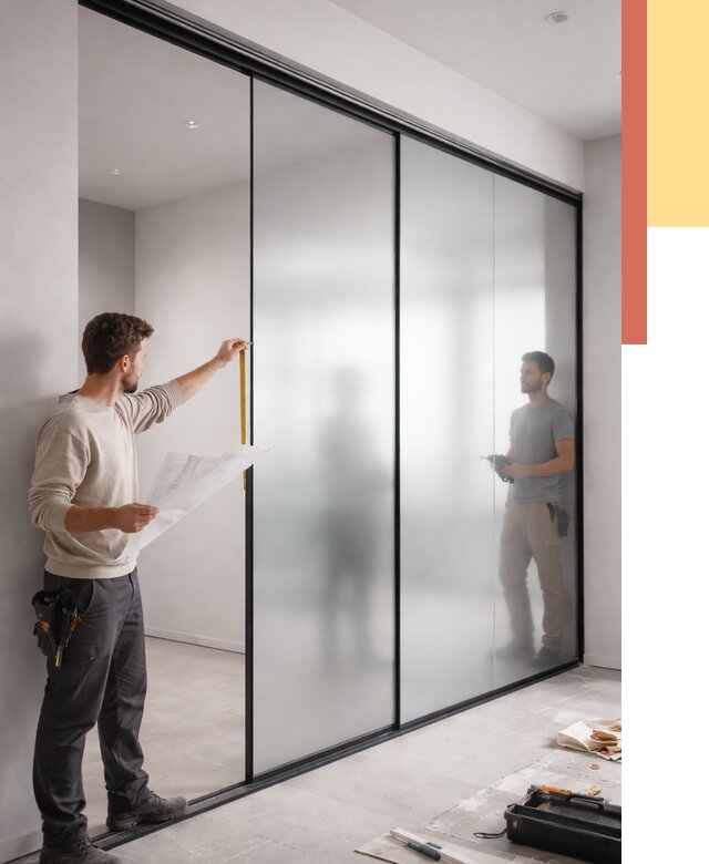 Матовые стеклянные перегородки в Мончегорске от 8585 руб. — монтаж и установка | ОТДЕЛОЧНИК-Мнч