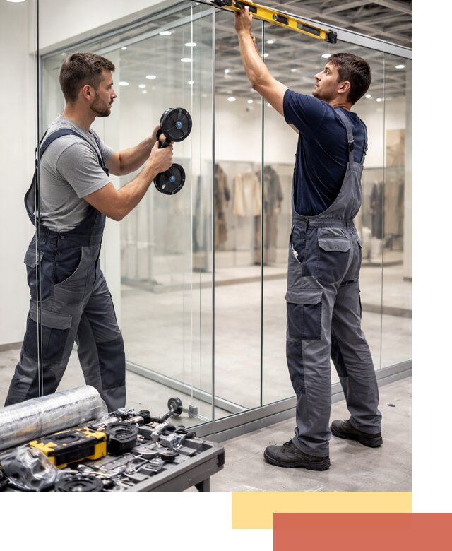 Стеклянные перегородки для магазинов в Мончегорске — монтаж и установка