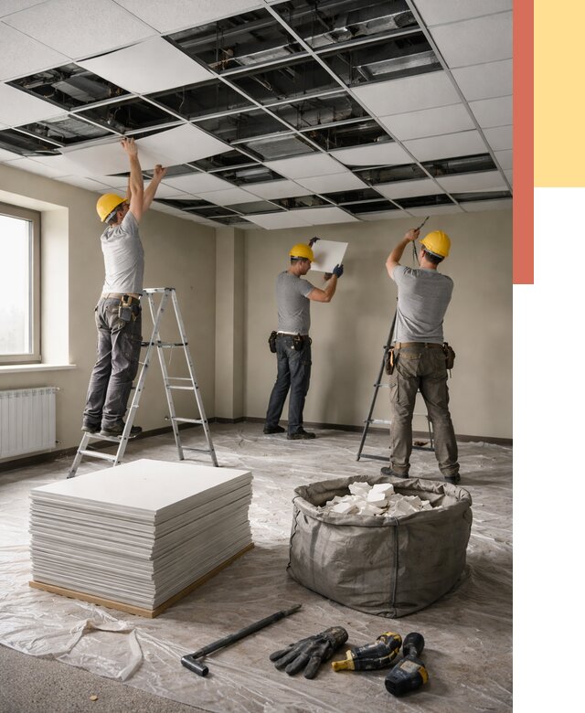 Демонтаж потолка Армстронг в Мончегорске от 4545 руб. быстро и недорого | ОТДЕЛОЧНИК-Мнч