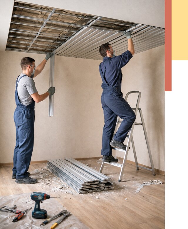 Демонтаж реечного потолка в Мончегорске от 4545 руб. быстро и недорого | ОТДЕЛОЧНИК-Мнч