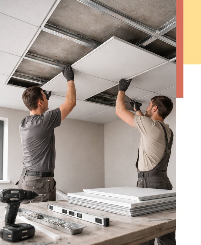 Монтаж кассетного потолка в Мончегорске от 4545 руб/м2 — установка и сборка | ОТДЕЛОЧНИК-Мнч