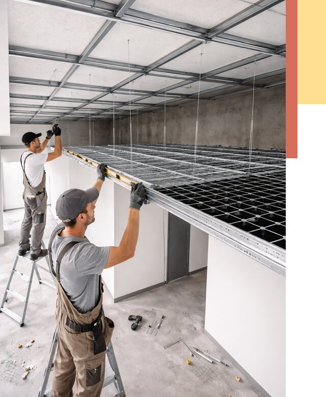 Монтаж потолка грильято в Мончегорске от 455 руб./м² — быстрая сборка под ключ | ОТДЕЛОЧНИК-Мнч