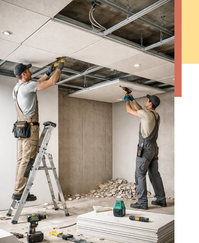 Монтаж акустического потолка в Мончегорске от 6565 руб/м2 — быстро и недорого | ОТДЕЛОЧНИК-Мнч