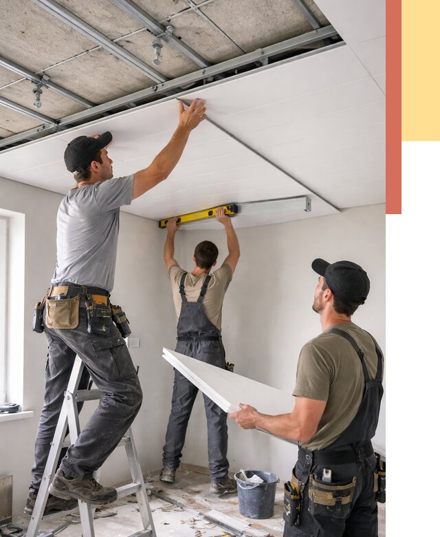 Монтаж потолка из ПВХ панелей в Мончегорске от 3535 руб./м2 — быстро и недорого | ОТДЕЛОЧНИК-Мнч