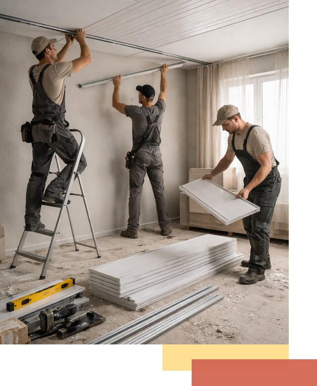 Монтаж потолка из ПВХ панелей в Мончегорске оперативно и качественно