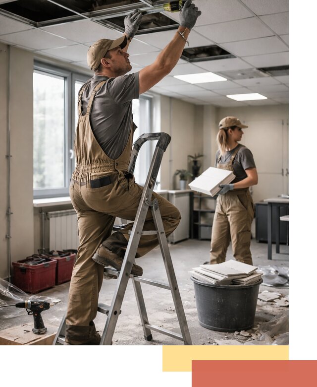 Ремонт потолка Армстронг и замена плит в Мончегорске