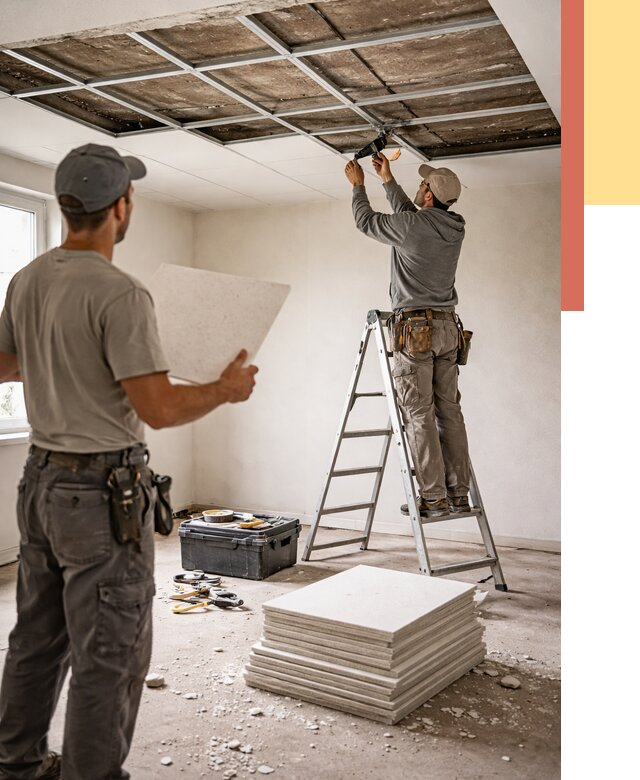 Замена плит подвесного потолка в Мончегорске от 1768 руб. быстро и недорого | ОТДЕЛОЧНИК-Мнч