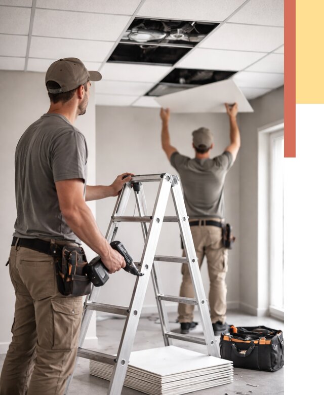 Обслуживание подвесного потолка в Мончегорске от 3535 руб. — быстро и недорого | ОТДЕЛОЧНИК-Мнч