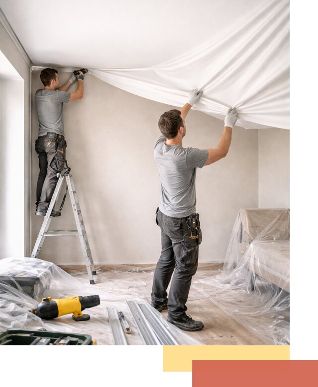 Монтаж тканевого натяжного потолка в Мончегорске недорого и быстро