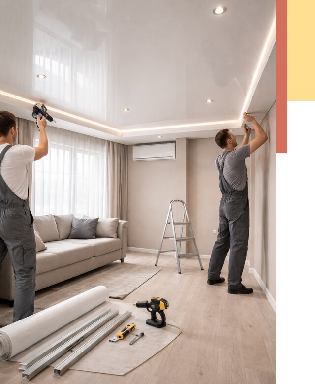 Монтаж глянцевого натяжного потолка в Мончегорске от 758 руб. под ключ | ОТДЕЛОЧНИК-Мнч