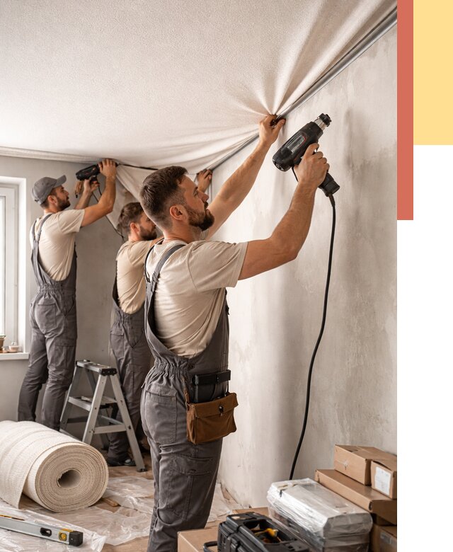 Монтаж фактурного натяжного потолка в Мончегорске от 758 руб. — ОТДЕЛОЧНИК-Мнч