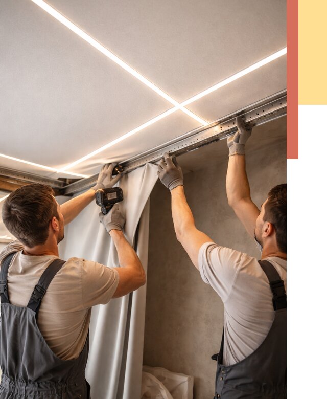 Монтаж натяжного потолка со световыми линиями в Мончегорске от 1212 руб. | ОТДЕЛОЧНИК-Мнч