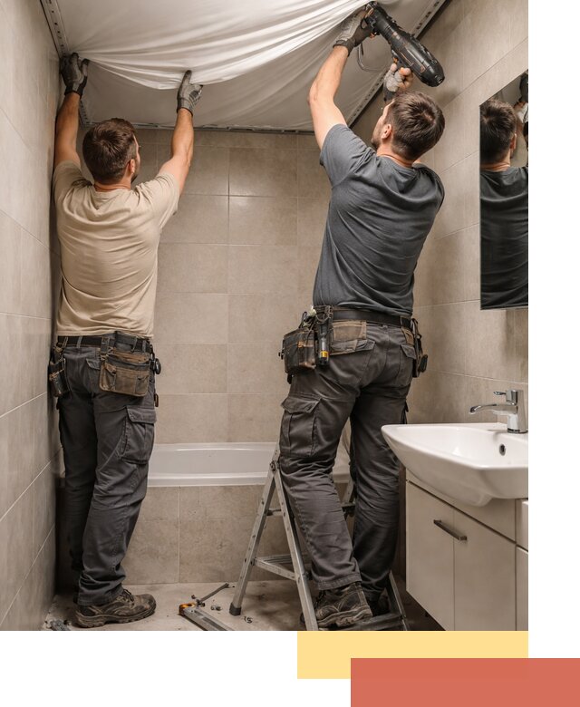 Монтаж натяжного потолка в ванной в Мончегорске быстро и качественно