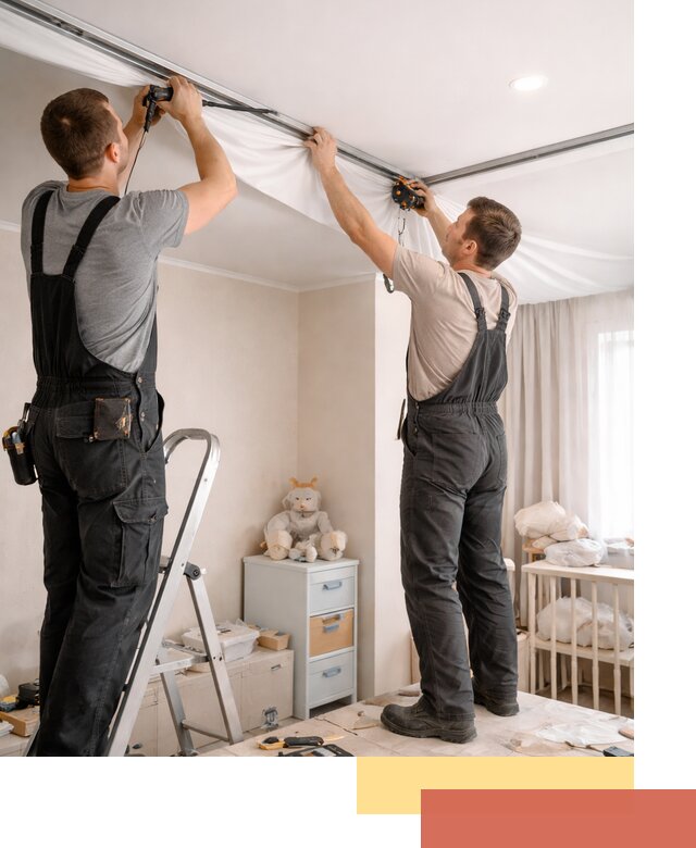 Монтаж натяжного потолка в детской комнате в Мончегорске