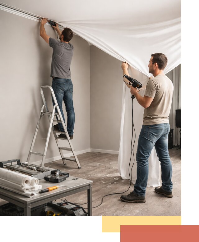 Монтаж натяжного потолка в студии в Мончегорске