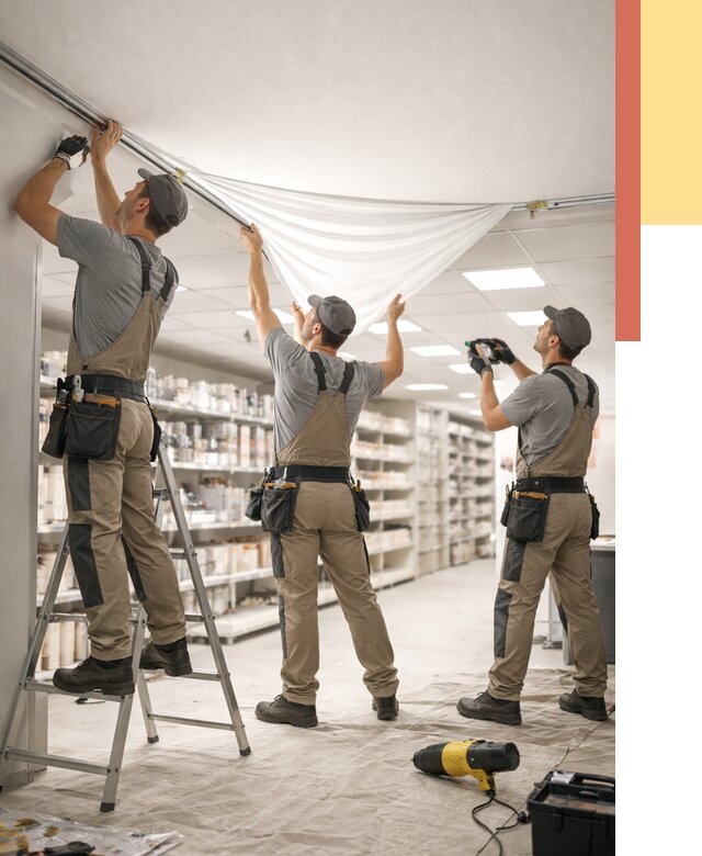 Монтаж натяжного потолка в магазине в Мончегорске от 4545 руб. быстро и недорого | ОТДЕЛОЧНИК-Мнч