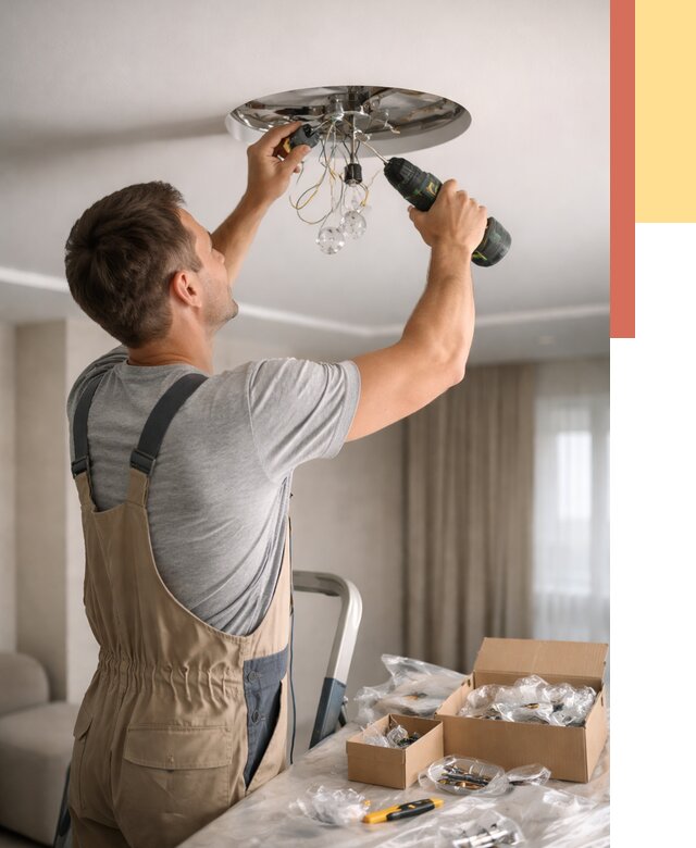 Установка люстры в натяжной потолок в Мончегорске от 1212 руб. | Быстро и недорого — ОТДЕЛОЧНИК-Мнч