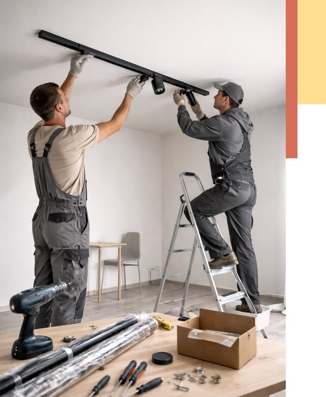 Установка трековых светильников в натяжной потолок в Мончегорске от 4242 руб. | ОТДЕЛОЧНИК-Мнч