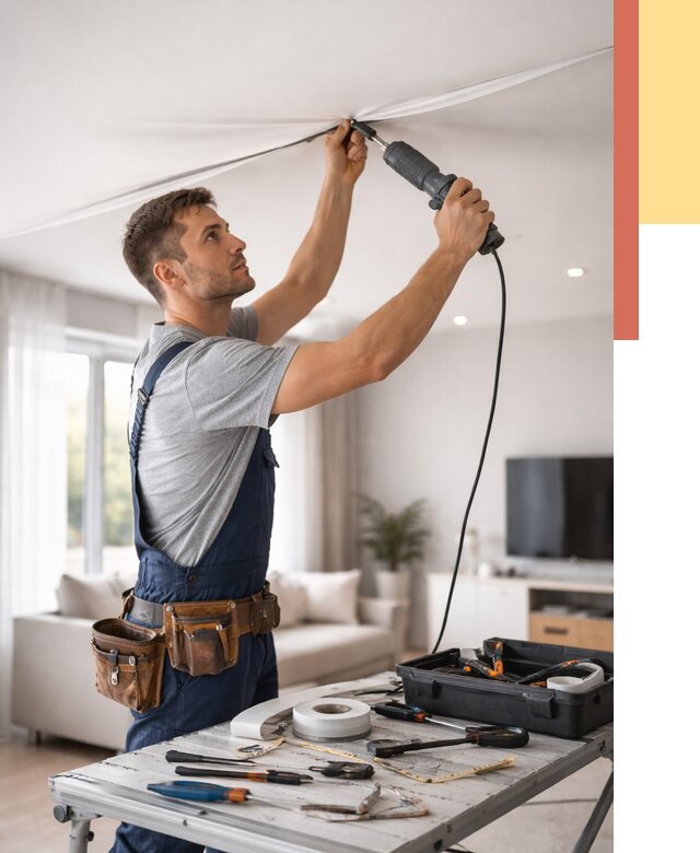 Ремонт натяжных потолков в Мончегорске от 9595 руб. под ключ — ОТДЕЛОЧНИК-Мнч