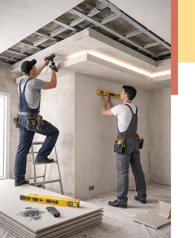 Двухуровневый потолок из гипсокартона в Мончегорске от 1465 руб. под ключ | ОТДЕЛОЧНИК-Мнч